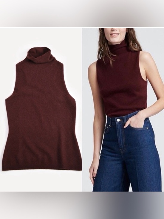 NAADAM Super Fine Cashmere Sleeveless Turtleneck Tank in Plum, Women’s Small - Picture 12 of 12